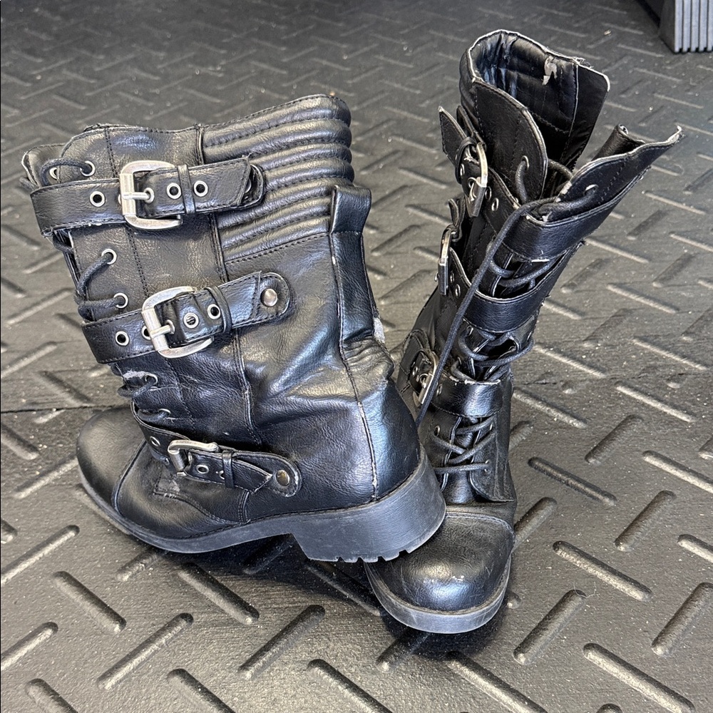 Mossimo Supply Co. Black Side-Zip Lace Boots